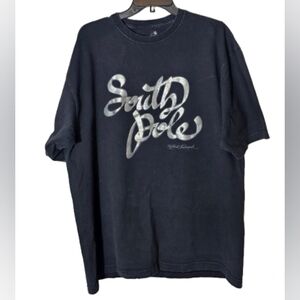 South Pole Black  & Silver Graphic Vintage T-Shirt for Men Approximately XL